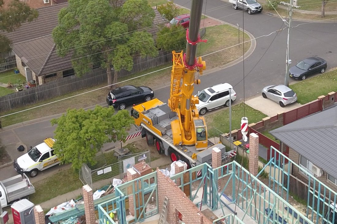 Joyce Krane mobile crane on a residential job in Sydney